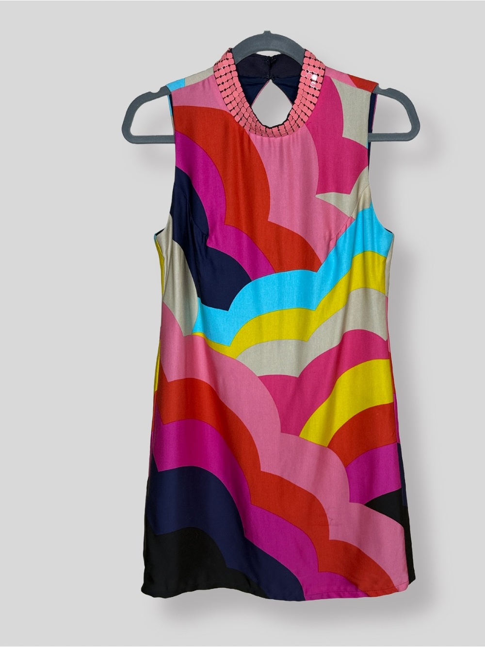 Trina Turk Rainbow Vina Psychedelic Beaded Mini Dress - Size 4
